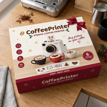 CoffeePrinter gift box with 6 stencil cards