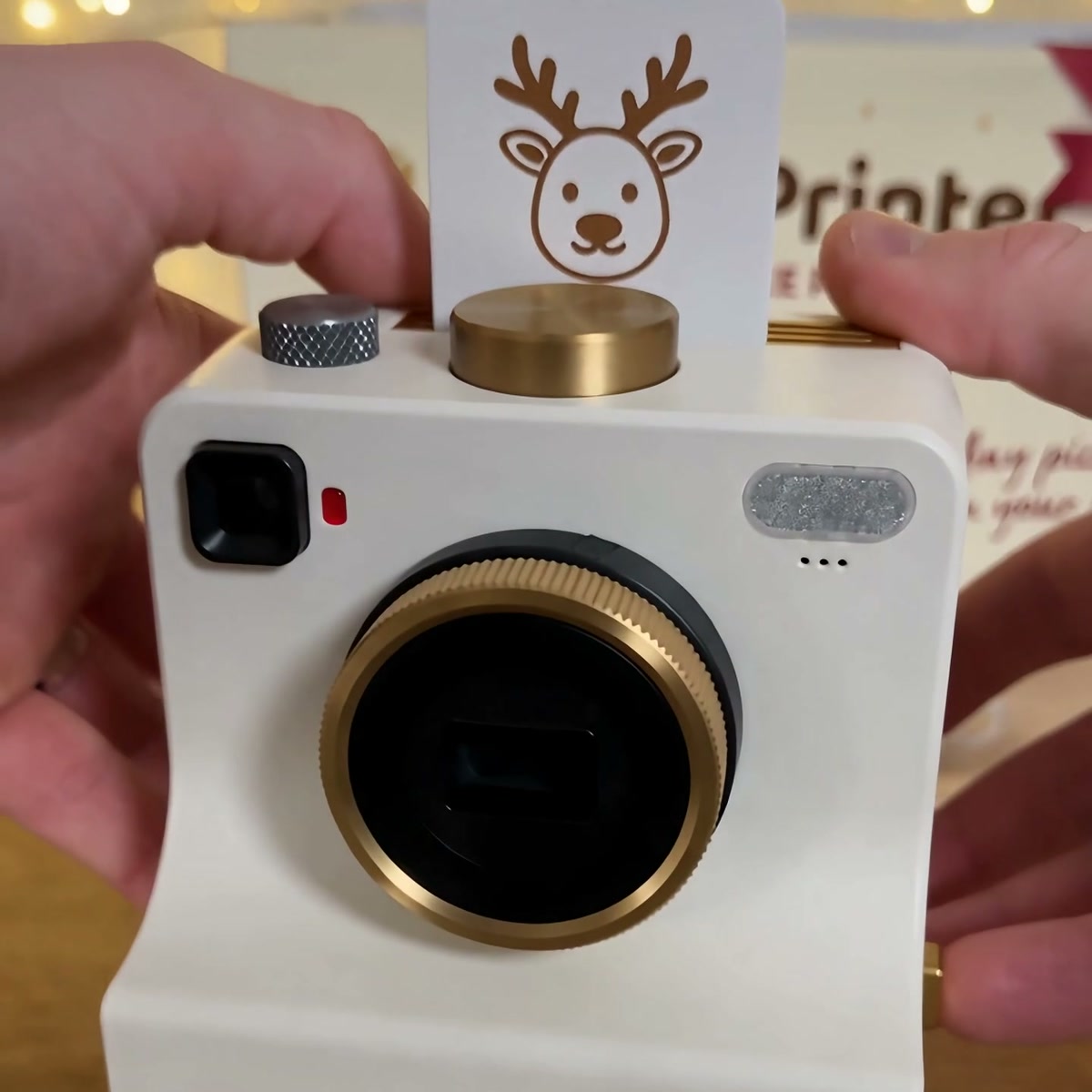 Sliding a reindeer stencil card into CoffeePrinter