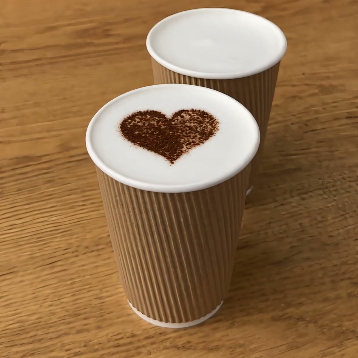 Cocoa heart printed on a takeaway coffee